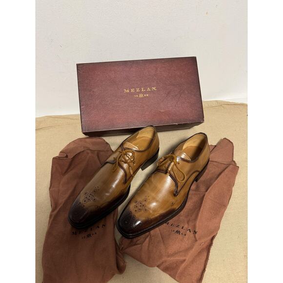 Mezlan Shoes Mens Size 10 Tan Soprano 5070 Leather Brogue Medallion Lace Up main image 6